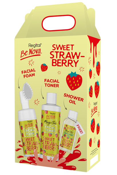 Set facial foam facial toner shower oil strawberry pack